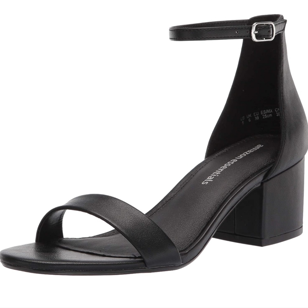 NWT Amazon Essentials Women's Two Strap Heeled Sandal 9.5 Wide